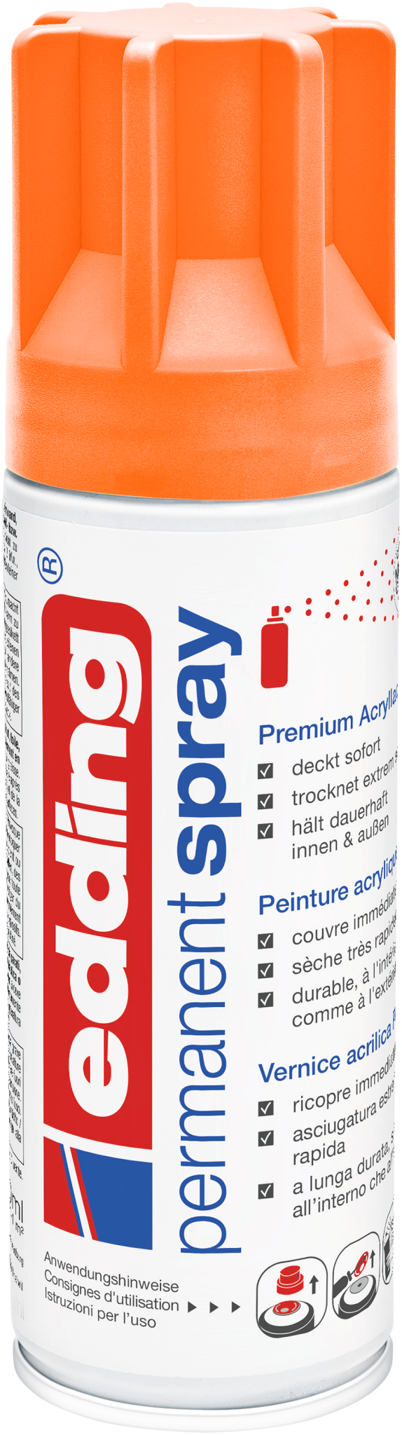 edding 5200 Permanentspray Premium Acryllack neonorange matt DE-FR-IT - 1