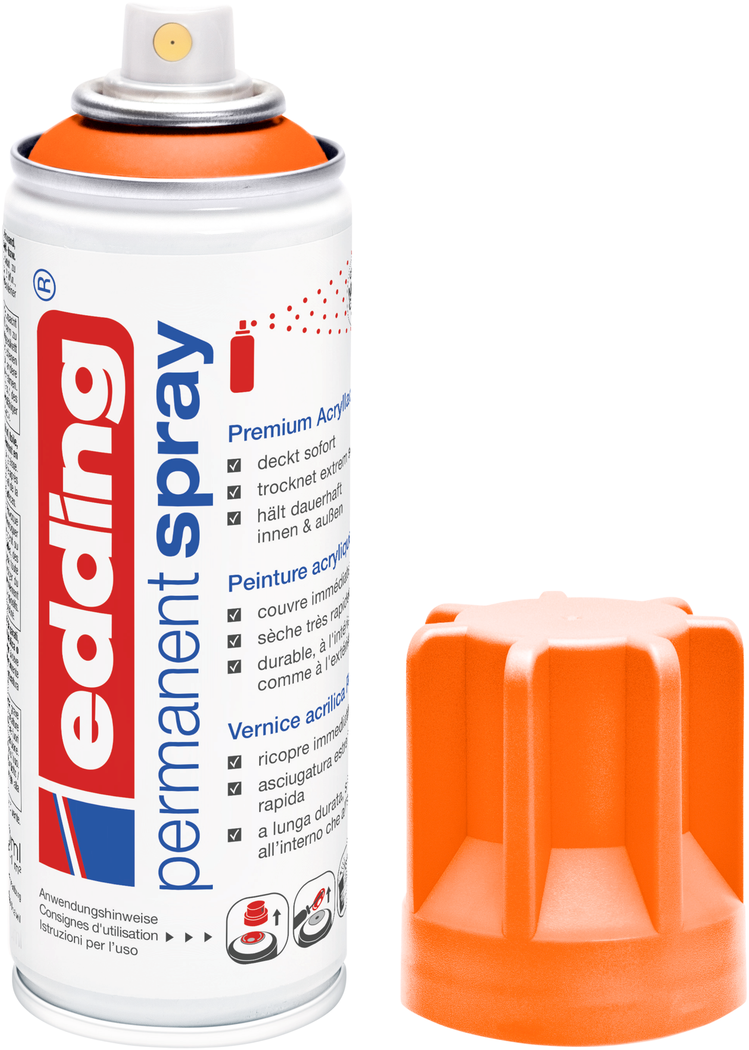edding 5200 Permanentspray Premium Acryllack neonorange matt DE-FR-IT - 2