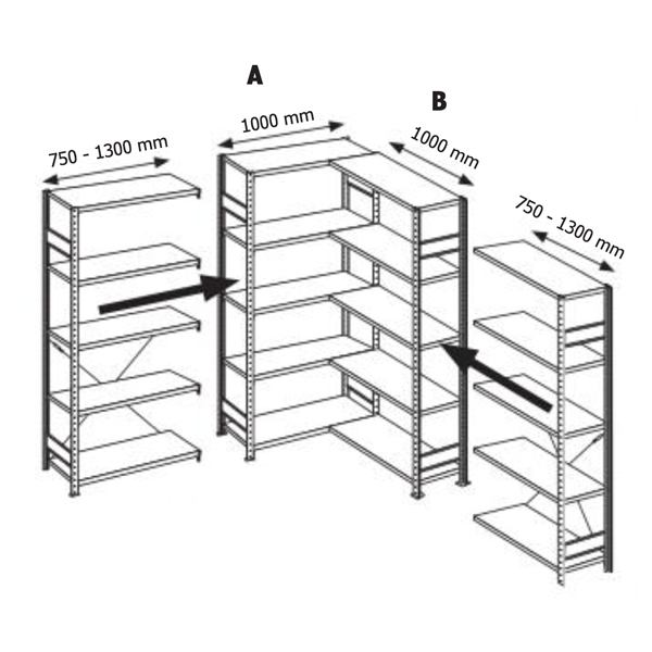 Hylde-A Boltless Hjørnereol 1000x400 mm 150 kg