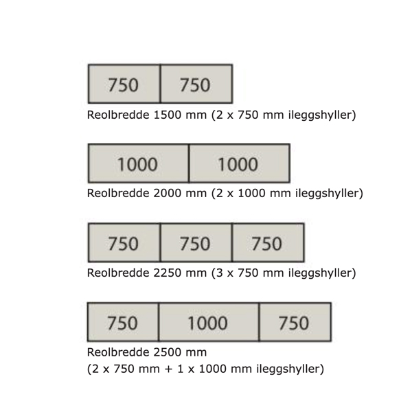 Universalreol Hylde Boltlessplan med stålhylder 2500x500 mm