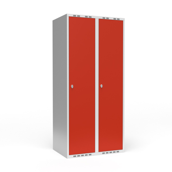 Garderobeskab 2x400 mm Lige tag 1 rum i højden Rød dør Greb for hængelås