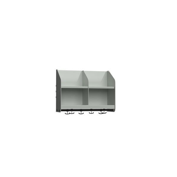 BST Garderobehylde med skillevægge, 2 pladser B600 mm Lys grå
