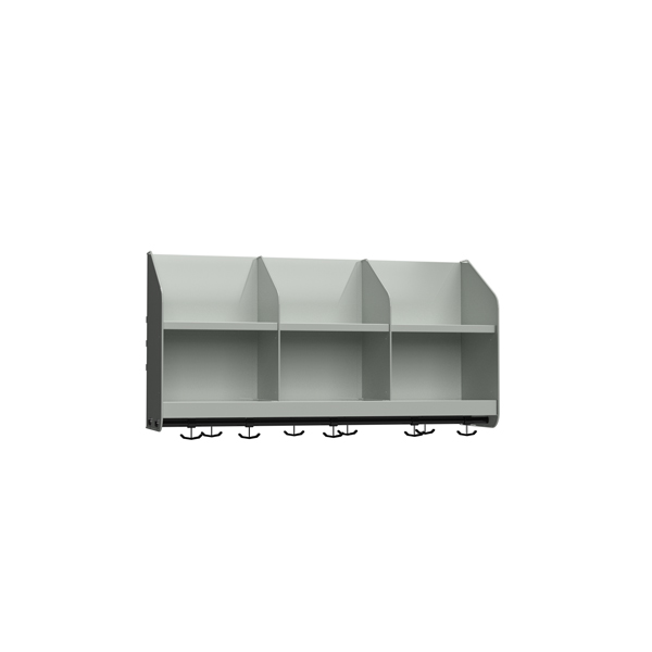 BST Garderobehylde med skillevægge, 3 pladser B900 mm Lys grå
