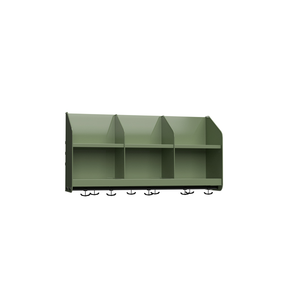 BST Garderobehylde med skillevægge, 3 pladser B900 mm Grøn