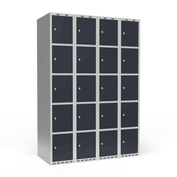 Garderobeskab 4x300 mm Lige tag 5 rum i højden Antracit dør Cylinderlås