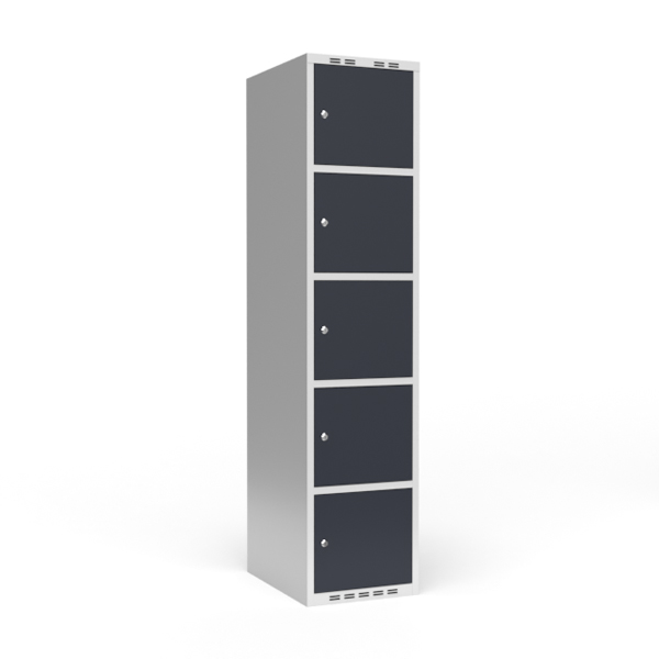 Garderobeskab 1x400 mm Lige tag 5 rum i højden Antracit dør Cylinderlås