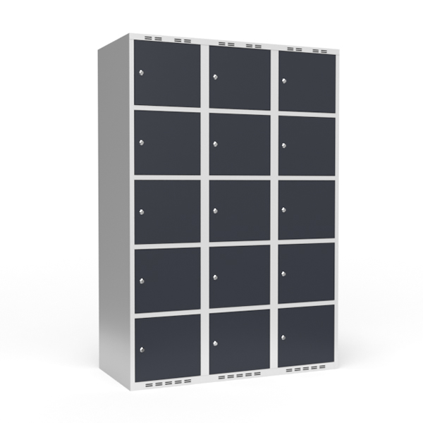 Garderobeskab 3x400 mm Lige tag 5 rum i højden Antracit dør Cylinderlås