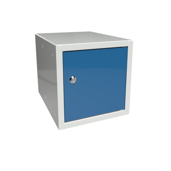 Opbevaringsboks 270x270x350 mm Blå dør, cylinderlås