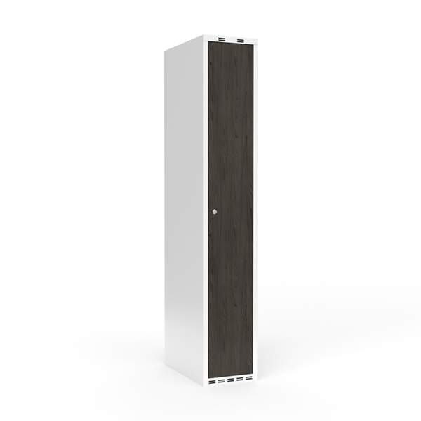 Garderobeskab 1x300 mm Lige tag Hel søjle Laminat dør Nocturne wood Cylinderlås