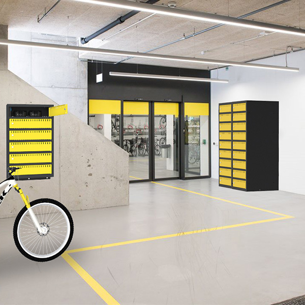 Opladningsskabe cykelbatterier B400 9 rum, gulvmodel, grå