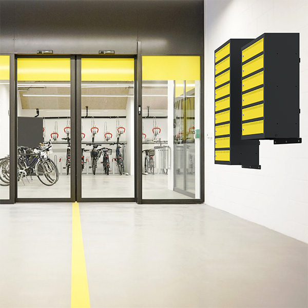 Opladningsskabe cykelbatterier B550 6 rum, vægmodel, grå