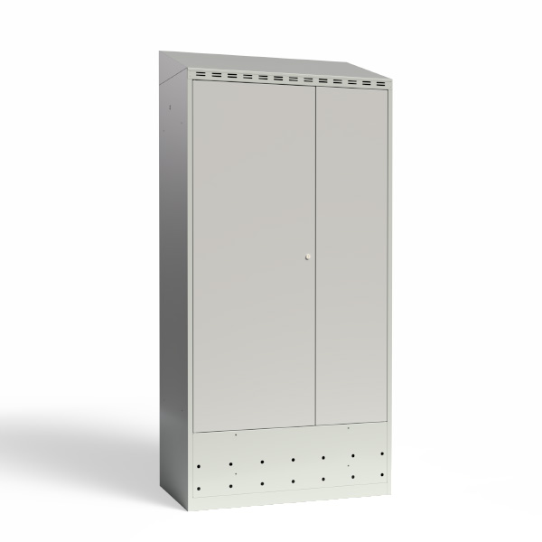 PRO Garderobeskab med skråt tag og lys grå døre, bredde 800 mm