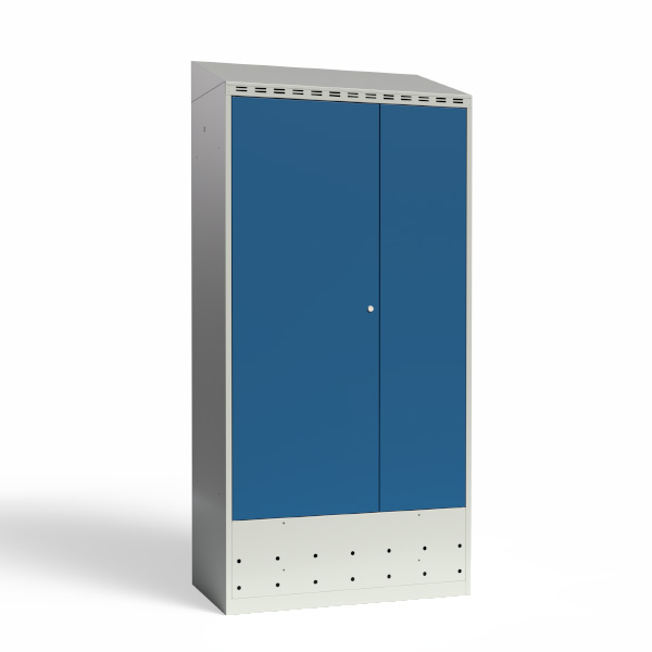 PRO Garderobeskab med skråt tag og blå døre, bredde 800 mm