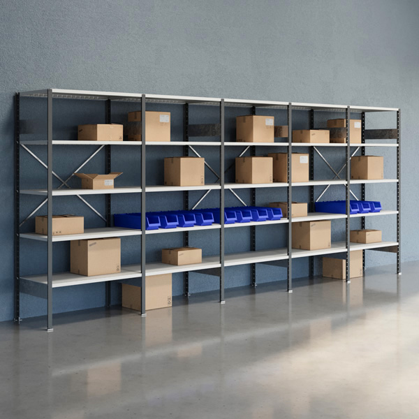 Lagerreol Åben V06 2100x5000x600  RAL 7035